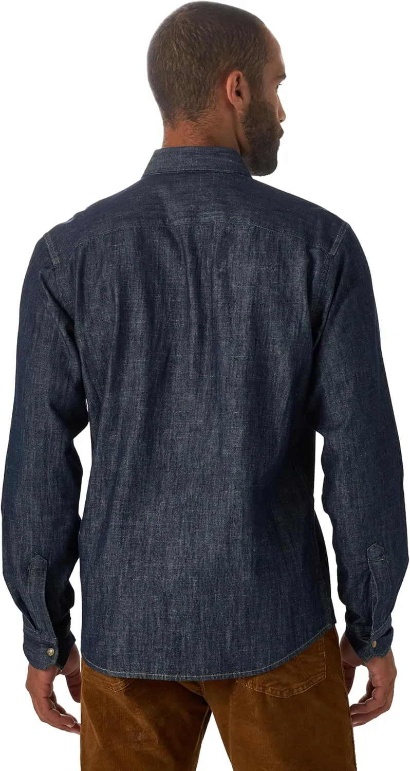 Wrangler Men's Iconic Denim Regular Fit Snap Shirt