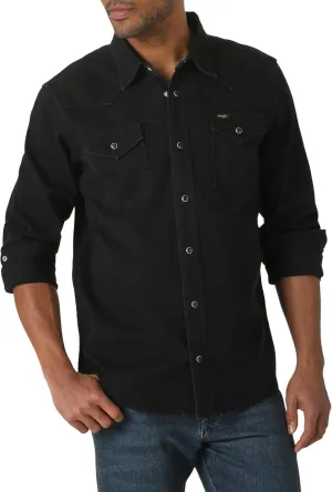 Wrangler Men's Iconic Denim Regular Fit Snap Shirt
