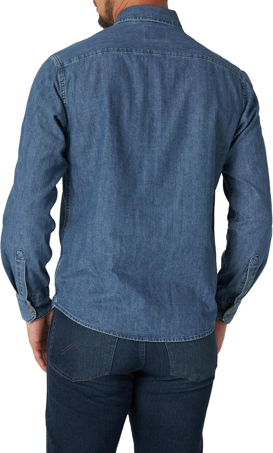 Wrangler Men's Iconic Denim Regular Fit Snap Shirt