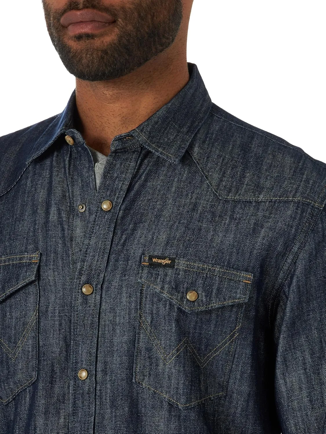 Wrangler Men's Iconic Denim Regular Fit Snap Shirt