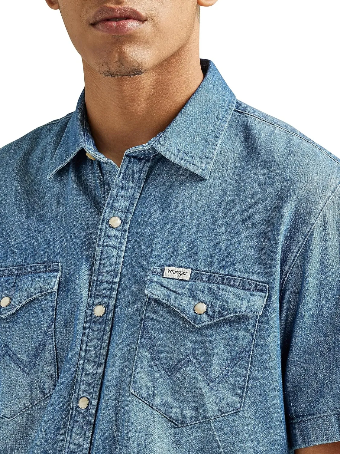 Wrangler Men's Long Sleeve Denim Western Snap Shirt