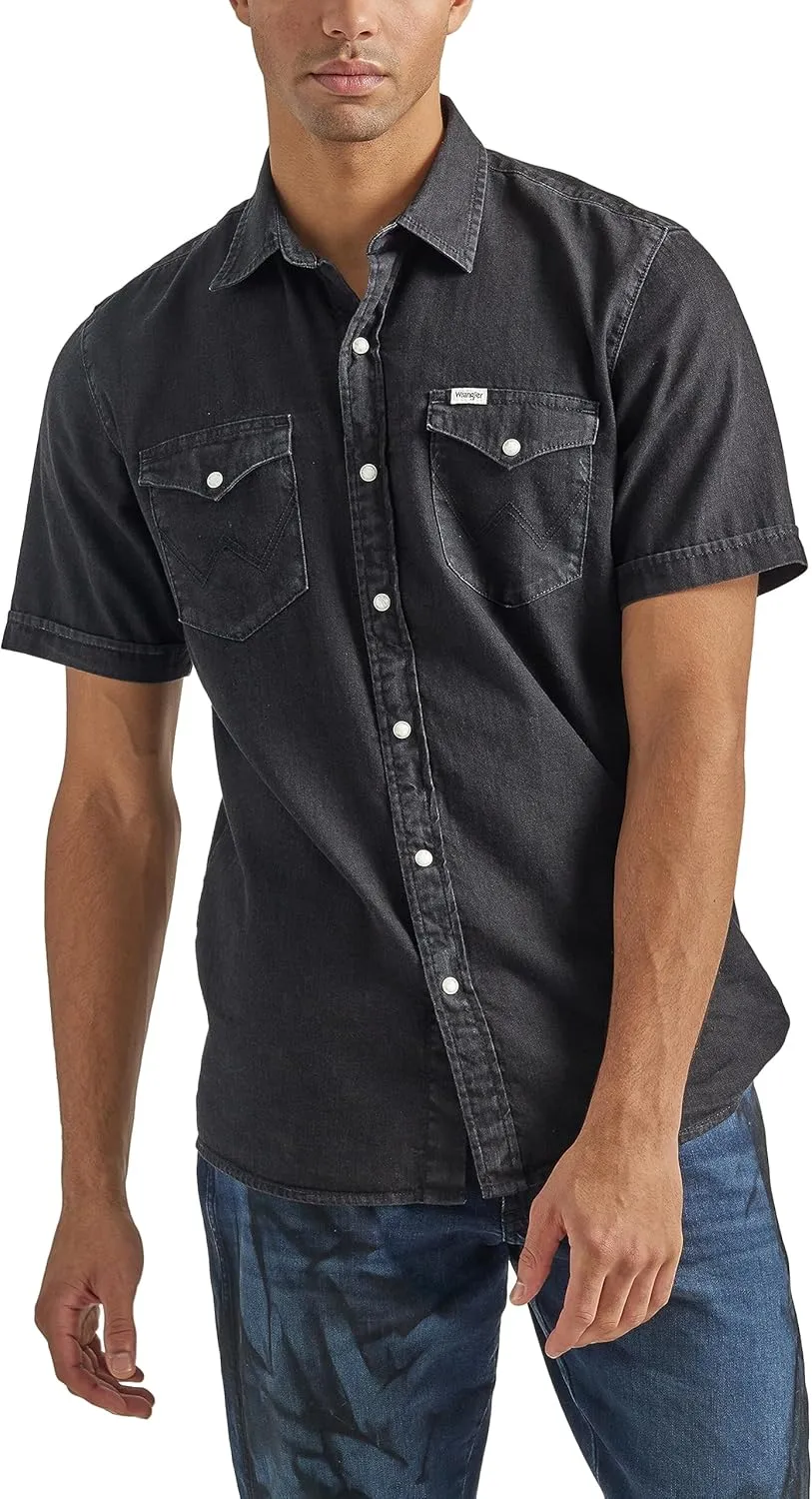 Wrangler Men's Long Sleeve Denim Western Snap Shirt