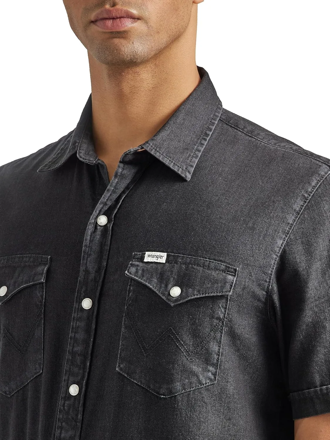 Wrangler Men's Long Sleeve Denim Western Snap Shirt