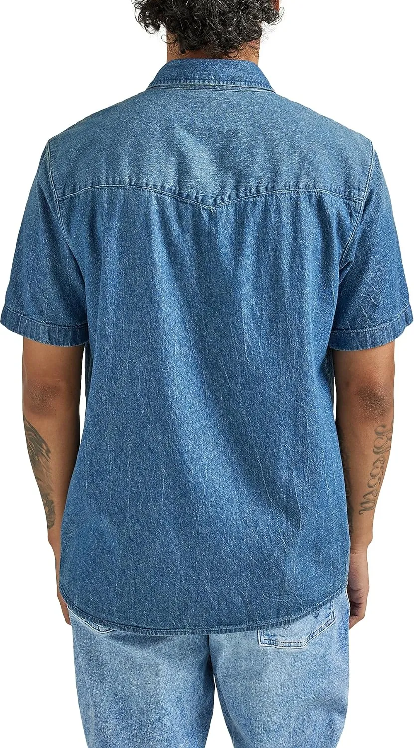 Wrangler Men's Long Sleeve Denim Western Snap Shirt