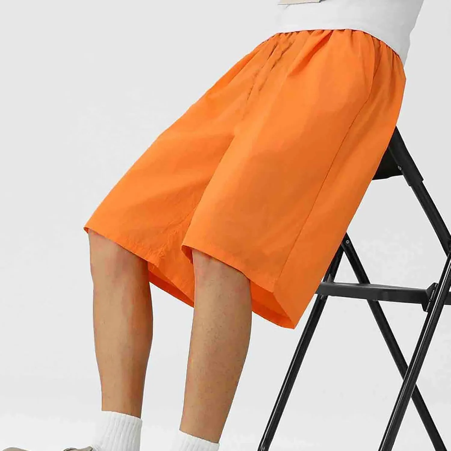Xiaojmake Men's Pull-On Short Full Elastic Casual Gym Workout Shorts 7" Quick Dry Running Athletic Short with Zipper Pockets