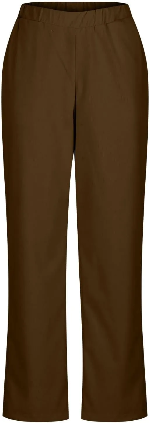 XUNRYAN Corduroy Pants Women Casual Joggers Elastic High Waist Straight Leg Pants Loose Comfy Trousers with Pockets