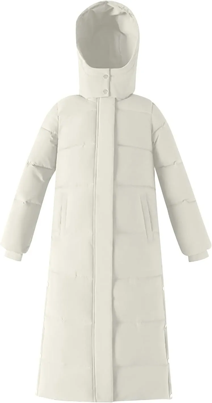 XUNRYAN Winter Coats for Women Plus Size Puffer Jackets Maxi Long Thicken Down Jacket Hooded Parka Anorak Warm Outerwear