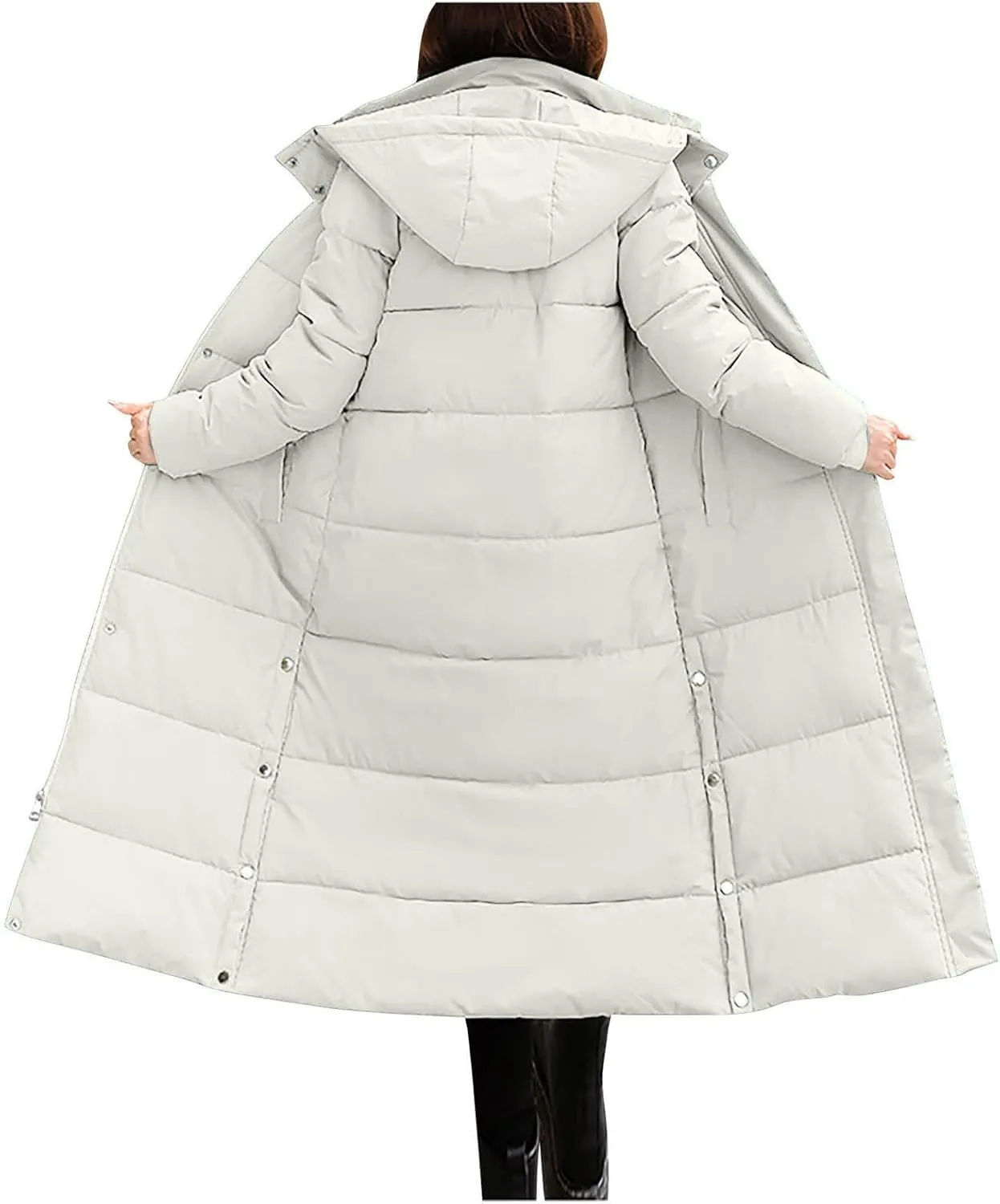XUNRYAN Winter Coats for Women Plus Size Puffer Jackets Maxi Long Thicken Down Jacket Hooded Parka Anorak Warm Outerwear