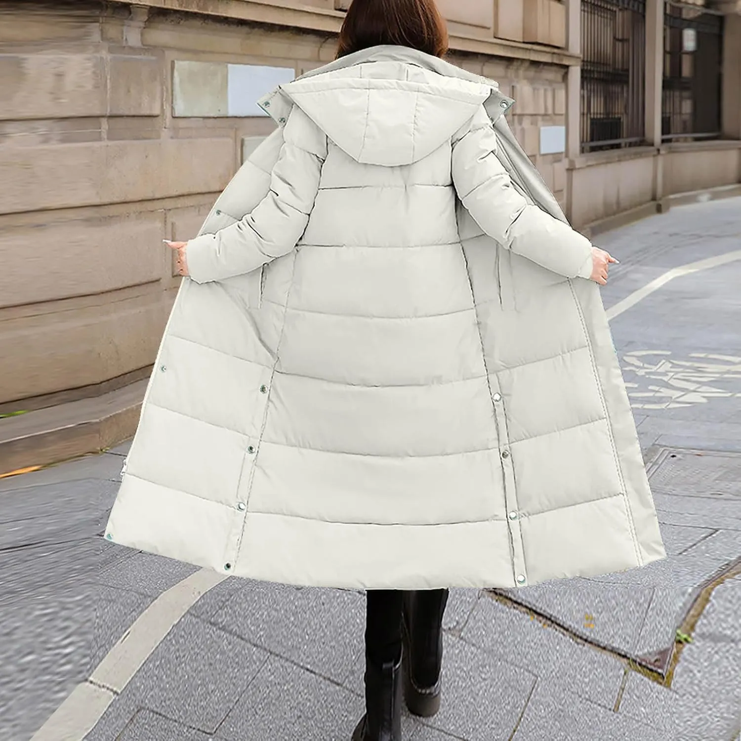XUNRYAN Winter Coats for Women Plus Size Puffer Jackets Maxi Long Thicken Down Jacket Hooded Parka Anorak Warm Outerwear