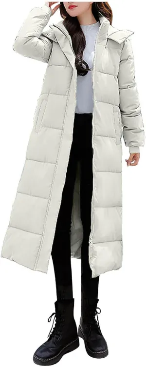 XUNRYAN Winter Coats for Women Plus Size Puffer Jackets Maxi Long Thicken Down Jacket Hooded Parka Anorak Warm Outerwear