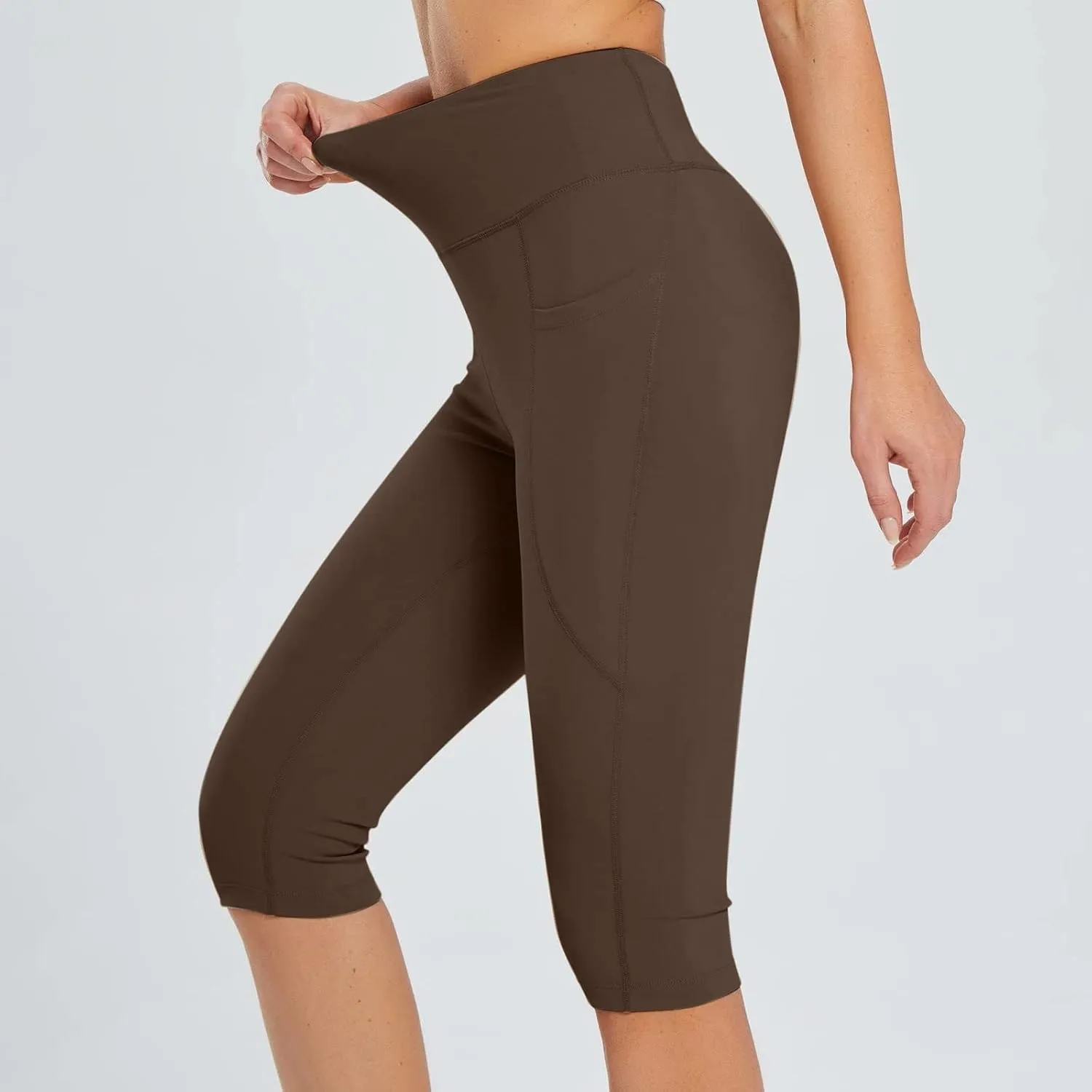 XUNRYAN Women's Workout Leggings 12" Biker Shorts High Waisted Tummy Control Yoga Running Compression Gym Shorts Pockets