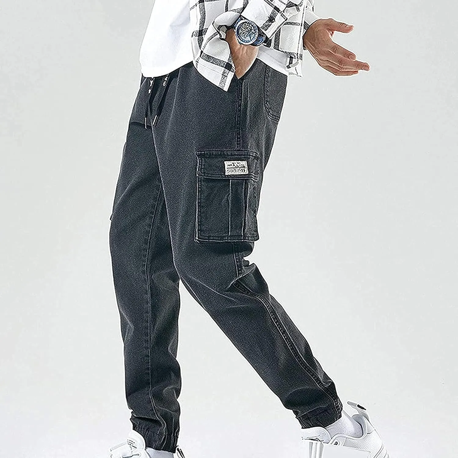 XYXIONGMAO Streetwear Hip Hop Cargo Joggers Pants for Men Denim Overalls Sports Harness Feet Harlan Casual Trousers