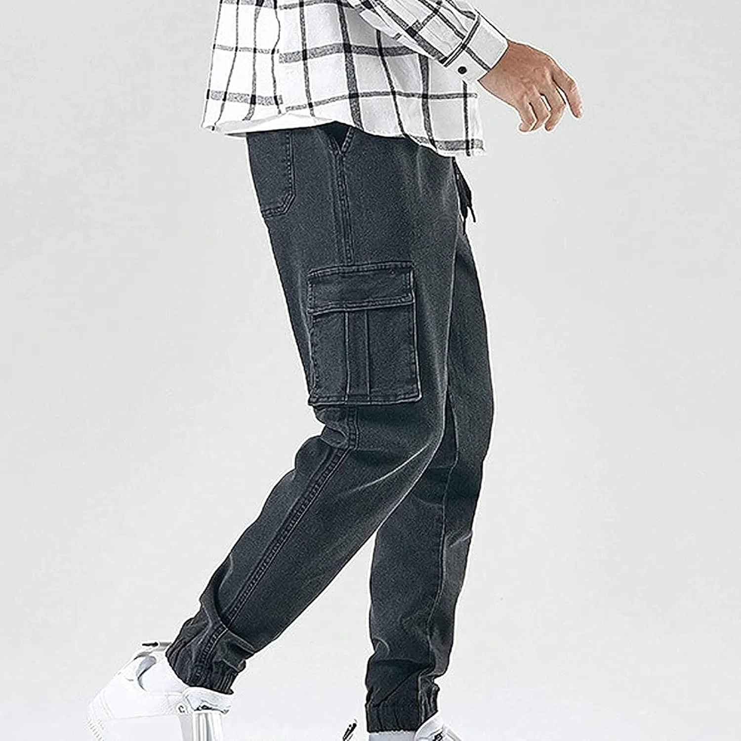 XYXIONGMAO Streetwear Hip Hop Cargo Joggers Pants for Men Denim Overalls Sports Harness Feet Harlan Casual Trousers