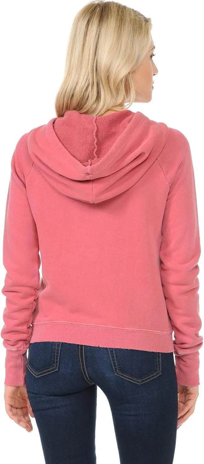 YURO-K Women's Hoodie Premium Pigment Dyed Cotton Vintage Raglan Zip Up Hoodies