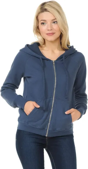 YURO-K Women's Hoodie Premium Pigment Dyed Cotton Vintage Raglan Zip Up Hoodies