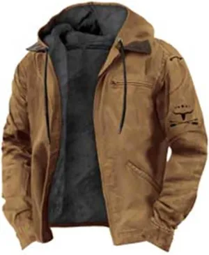 ZYXTIM Work Jackets for Men Lined Sherpa Winter Coat Oversize Fleece Thermal Full Zipper Hoodies Trucker Vintage Cargo Jacket